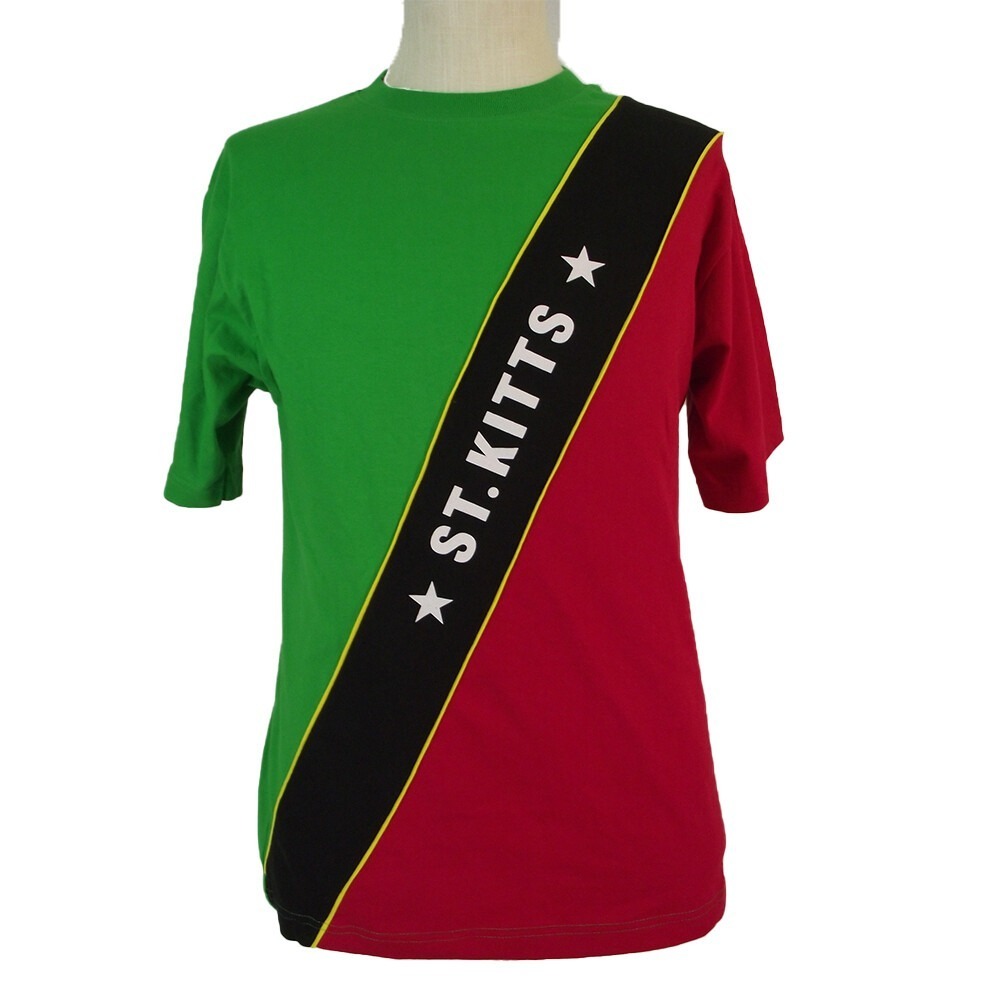 Saint Kitts Shirt‎ Adult Men's medium short sleeve Caribbean Island flag